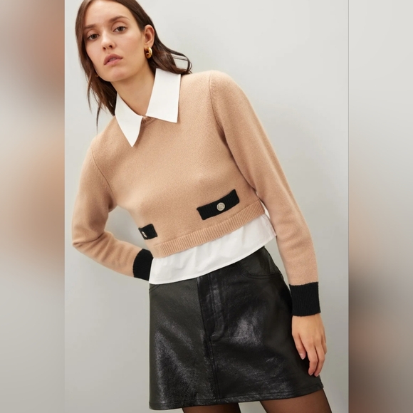 Sandro Dal Collard Wool/Cashmere Bleand Sweater - Picture 10 of 10